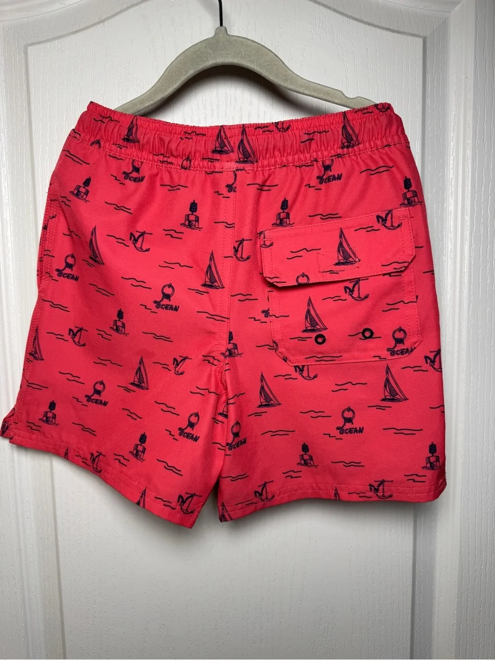 Vineyard Vines Boys Size 7 Coral Nautical Swim Trunks Mesh Lined